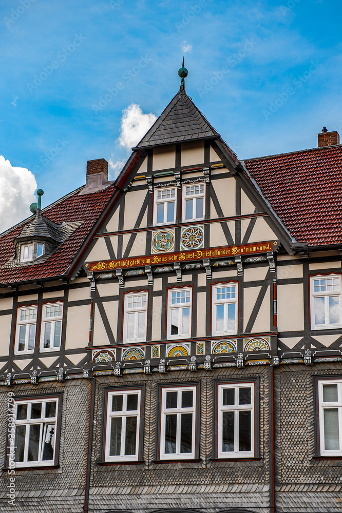 Fototapeta premium It's Old town of Gorlar, Lower Saxony, Germany. Old town of Goslar is a UNESCO World Heritage