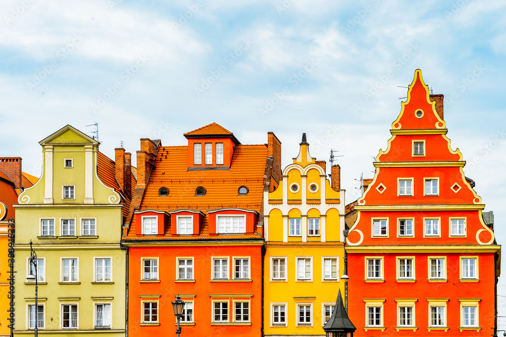 It's Colorful Houses on the Market square in Wroclaw, Poland