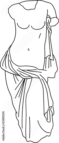 aesthetic greek statue line art woman half body