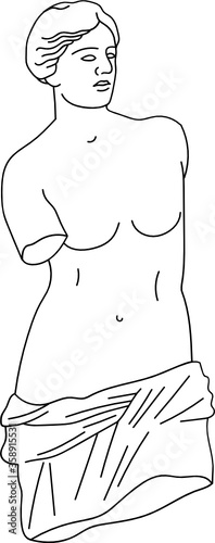 aesthetic greek statue line art half body