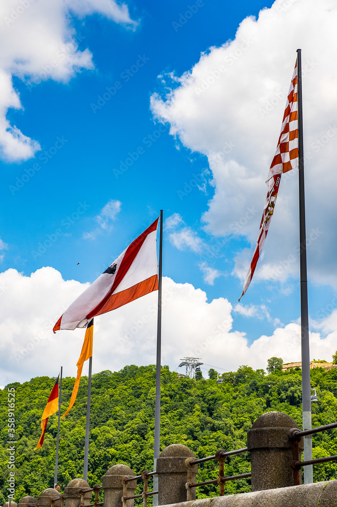 It's Flag of the Deutsches Eck (German Corner) of Koblenz, Germany It's Flag of the Deutsches Eck (German Corner) of Koblenz, Germany