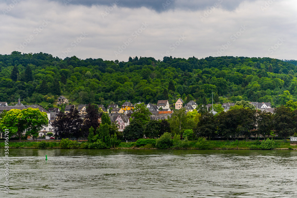 It's Houses on the coast of the river Rhine in Germany