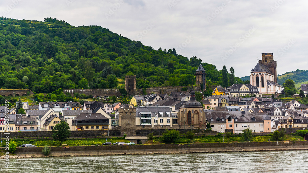 It's Houses on the coast of the river Rhine in Germany
