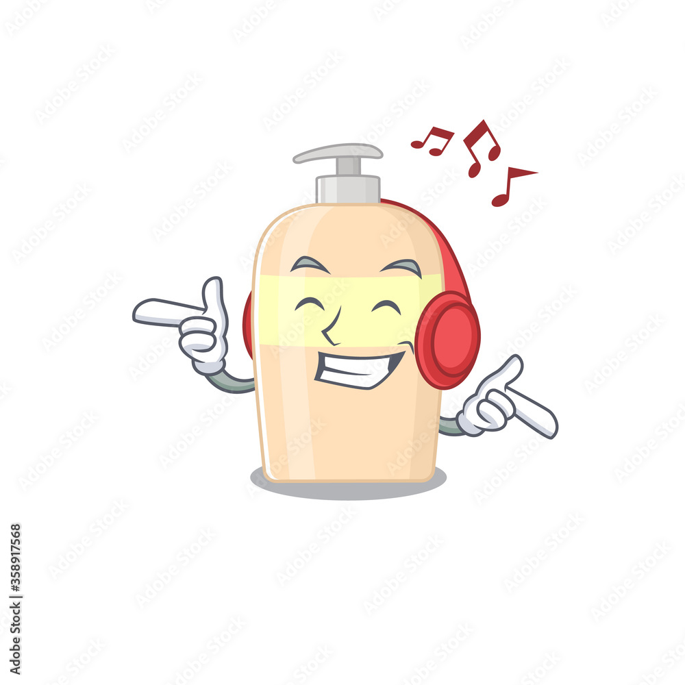 Toner Cartoon design concept listening music on headphone