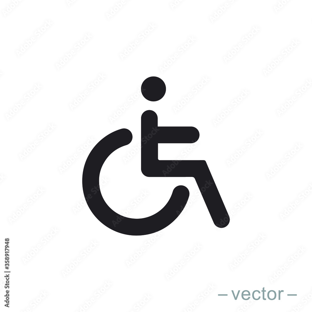 Handicapped patient icon vector. Linear style sign for mobile concept and web design. Handicapped patient symbol illustration. Handicapped patient icon vector. Linear style sign for mobile concept and web design. Handicapped patient symbol illustration.