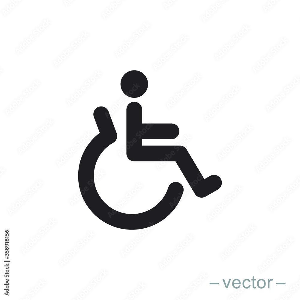 Handicapped patient icon vector. Linear style sign for mobile concept and web design. Handicapped patient symbol illustration. Handicapped patient icon vector. Linear style sign for mobile concept and web design. Handicapped patient symbol illustration.