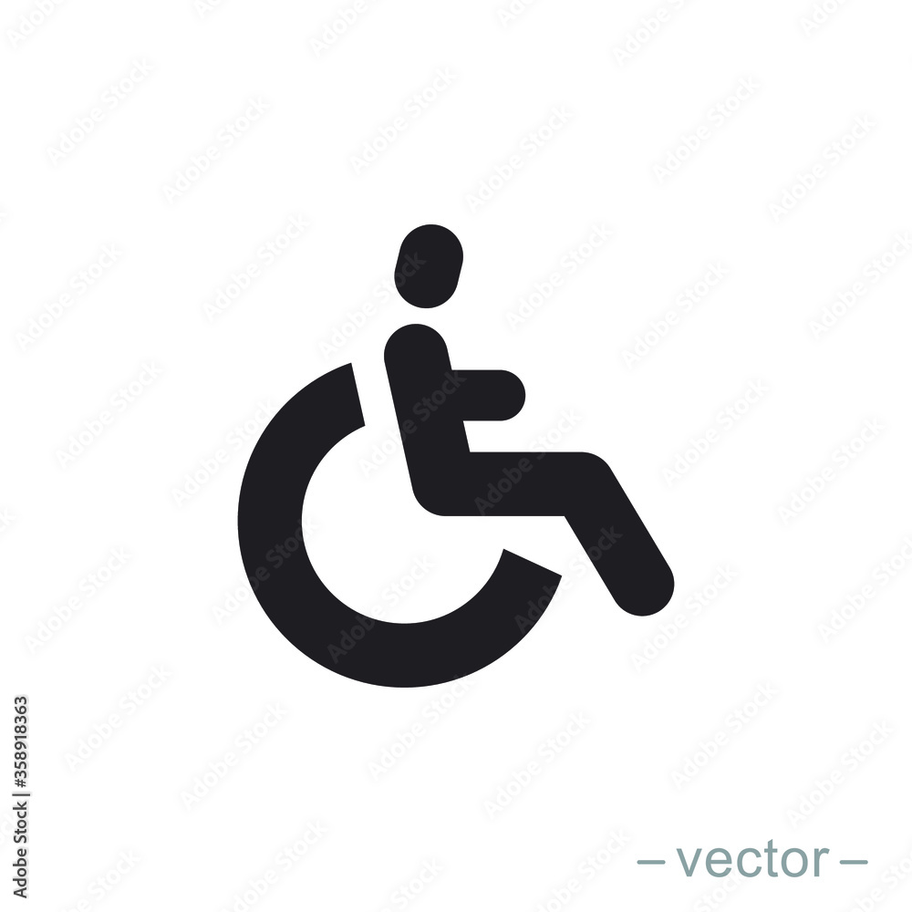 Handicapped patient icon vector. Linear style sign for mobile concept and web design. Handicapped patient symbol illustration. Handicapped patient icon vector. Linear style sign for mobile concept and web design. Handicapped patient symbol illustration.
