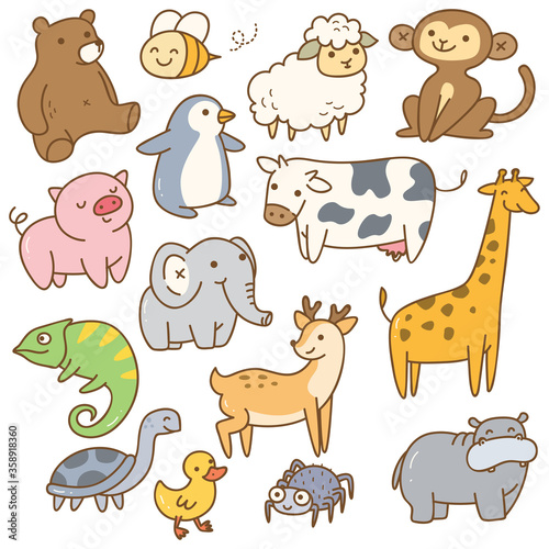 Fototapeta Naklejka Na Ścianę i Meble -  Set of cartoon animal