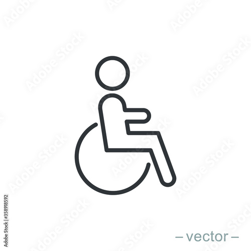 Handicapped patient icon vector. Linear style sign for mobile concept and web design. Handicapped patient symbol illustration.