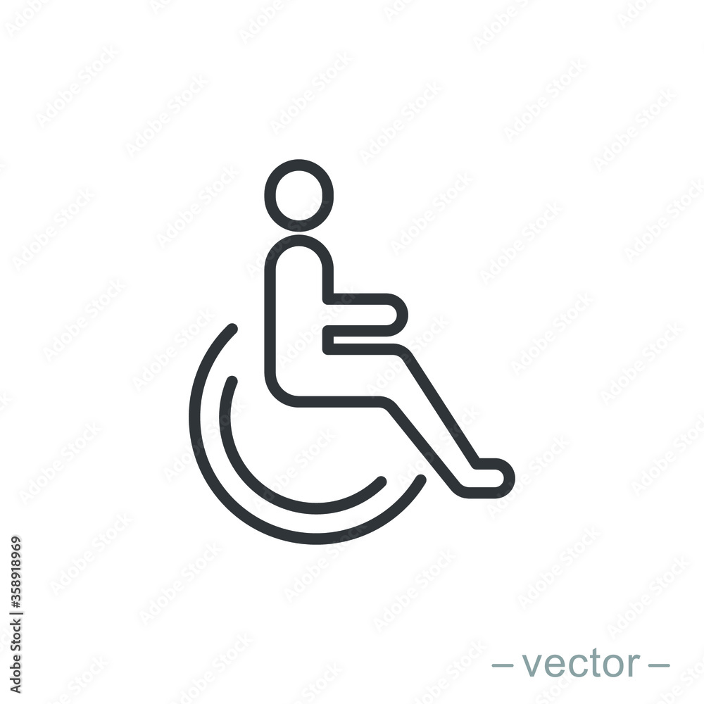 Handicapped patient icon vector. Linear style sign for mobile concept and web design. Handicapped patient symbol illustration. Handicapped patient icon vector. Linear style sign for mobile concept and web design. Handicapped patient symbol illustration.