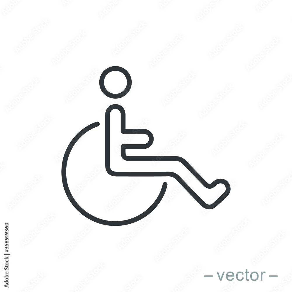 Handicapped patient icon vector. Linear style sign for mobile concept and web design. Handicapped patient symbol illustration. Handicapped patient icon vector. Linear style sign for mobile concept and web design. Handicapped patient symbol illustration.