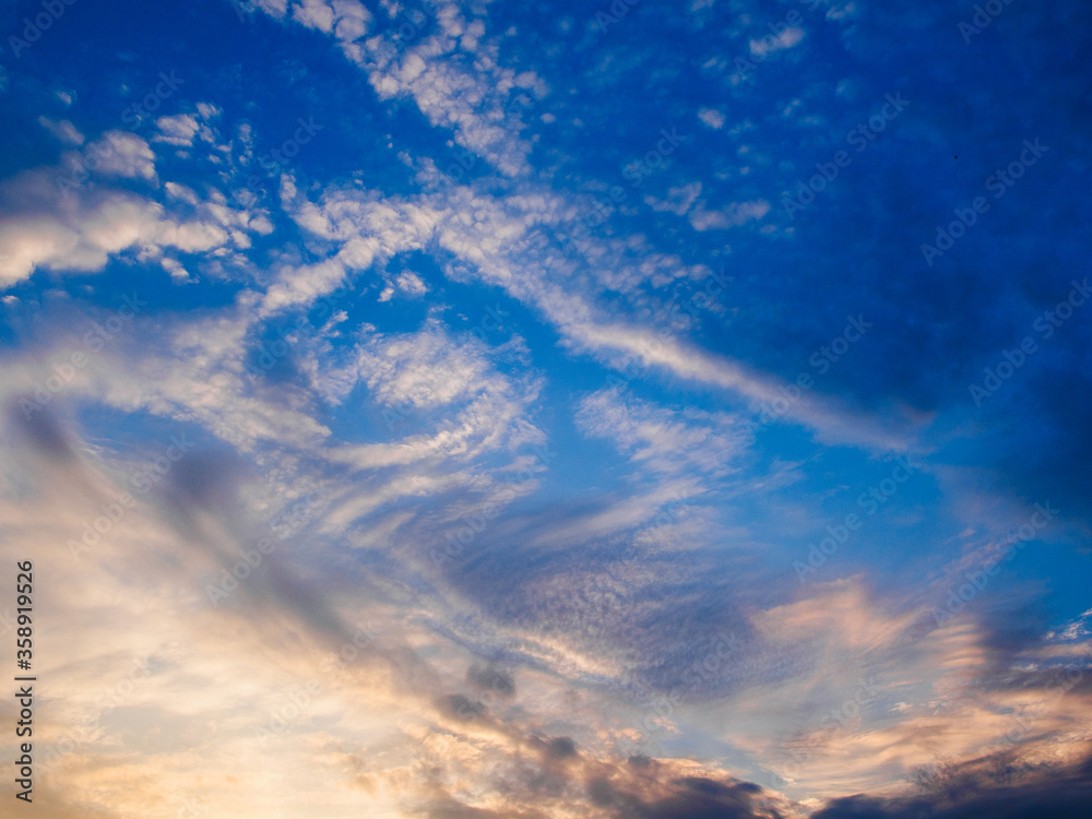 Late afternoon blue sky with clouds