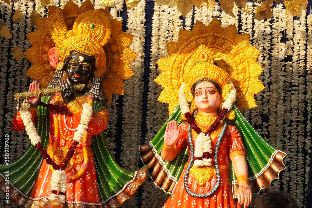 Fototapeta premium God Krishna with Radha Hindu god 
