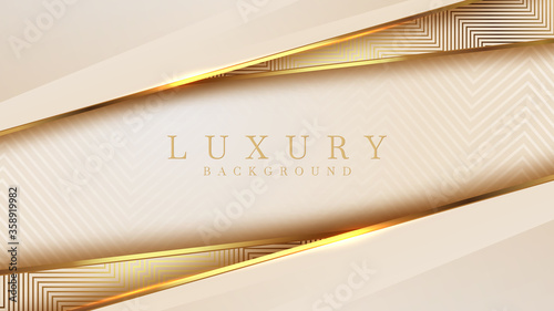 Luxury golden line background mustard shades in 3d abstract style, Illustration from vector about modern template deluxe design.