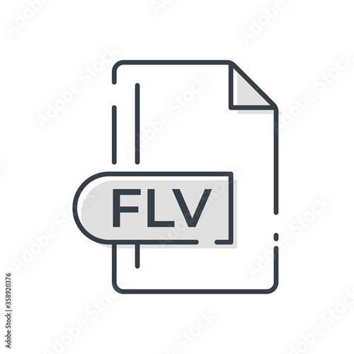 FLV File Format Icon. FLV extension line icon.