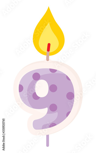 Birthday candle for 9 years old