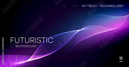 Abstract Waving Particle Technology Background. Abstract design template for brochures, flyers, magazine, business card, branding, banners, headers, book covers, notebooks background