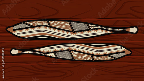 Aboriginal woomera bark painting vector art photo