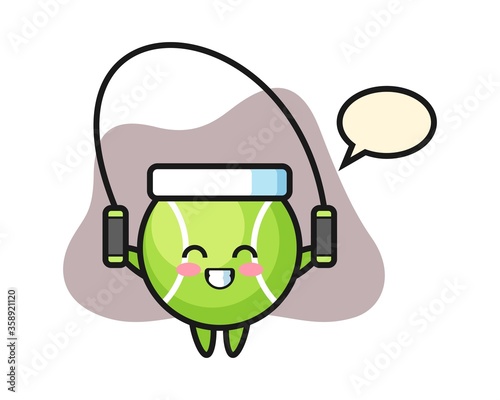 Tennis cartoon with skipping rope