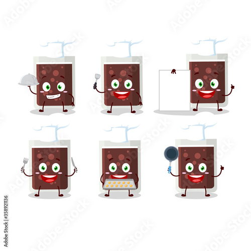 Cartoon character of glass of cola with various chef emoticons