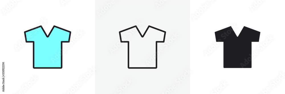 Set of T-shirt icon vector. Linear style sign for mobile concept and web design. T-shirt symbol illustration Set of T-shirt icon vector. Linear style sign for mobile concept and web design. T-shirt symbol illustration