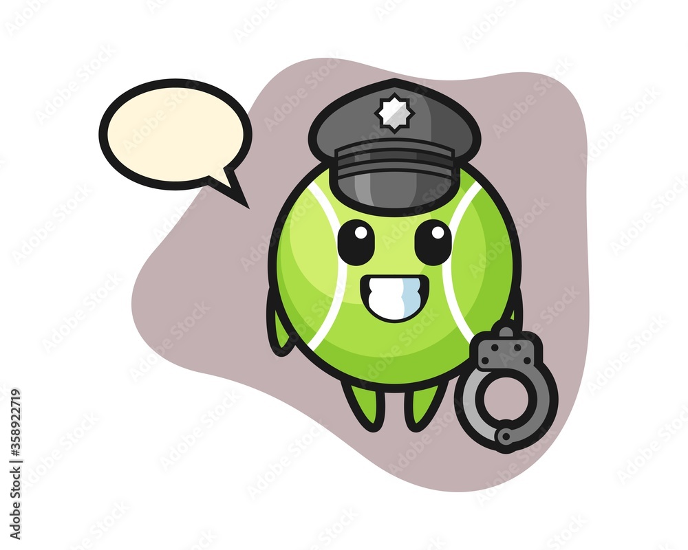 Tennis cartoon as a police Tennis cartoon as a police