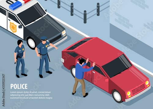 Police Custody Isometric Composition