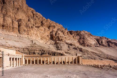 It's Part of the Mortuary temple of Hatshepsut (Dayr el-Bahari or Dayr el-Bahri), part of the Theban Necropolis.