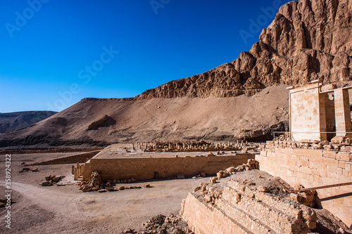 It's Part of the Mortuary temple of Hatshepsut (Dayr el-Bahari or Dayr el-Bahri), part of the Theban Necropolis. photo