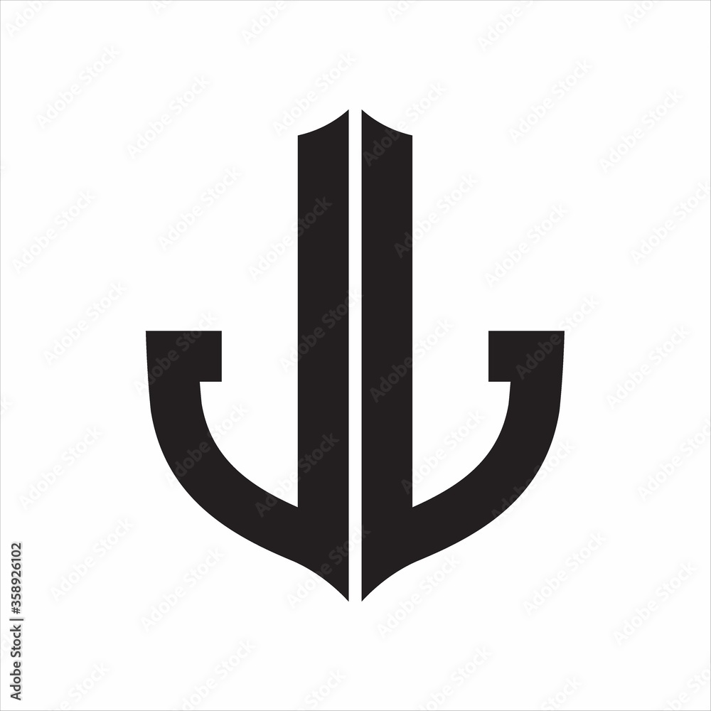 JL Logo Shield style Monogram design template on white background Stock ...