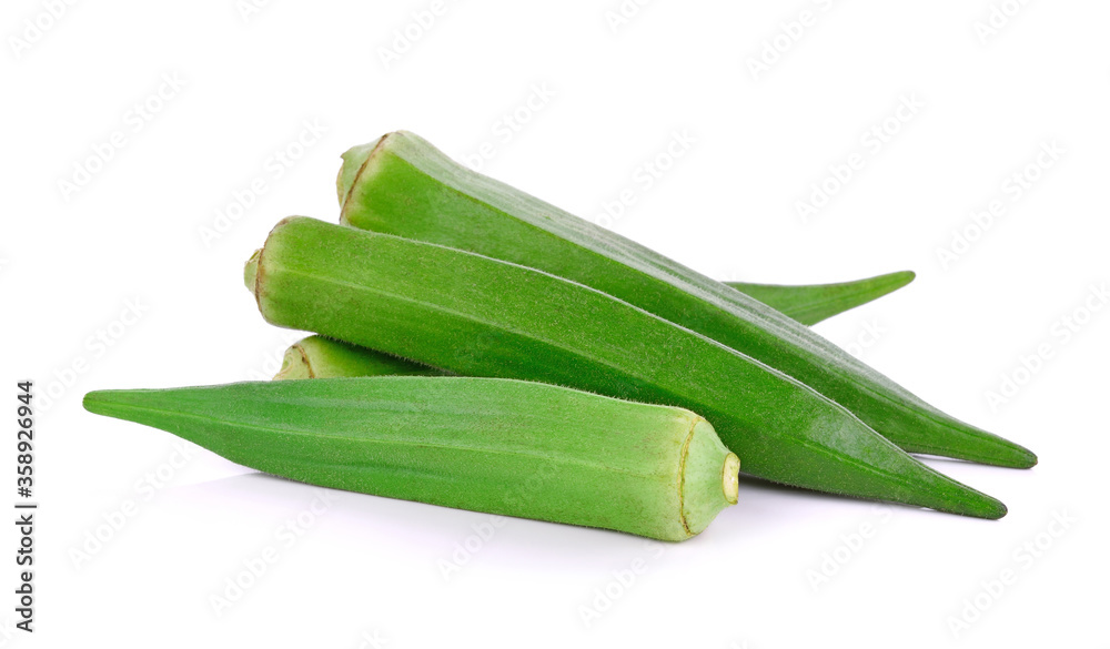 Young okra isolated on the white background Young okra isolated on the white background