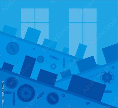 Conveyer manufactory boxes transporter illustration