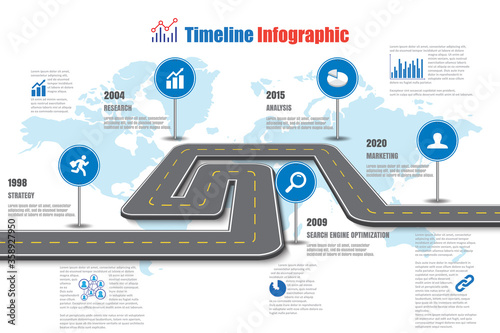 Business road map timeline infographic template with pointers designed for abstract background milestone modern diagram process technology digital marketing data presentation chart Vector illustration