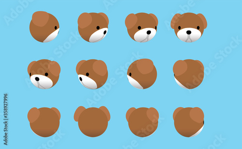 Animal Head Bulldog Animate Spinning Vector Illustration