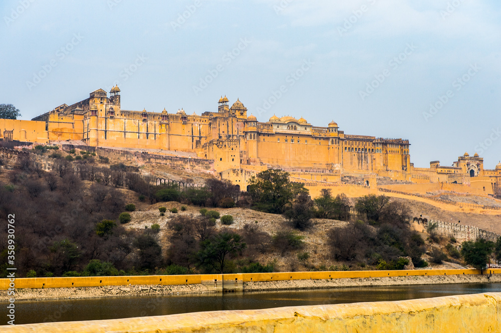 It's Amer Fort (Amber Fort and Amber Palace), a town near Jaipur, Rajasthan state, India. UNESCO World Heritage Site as part of the group Hill Forts of Rajasthan.