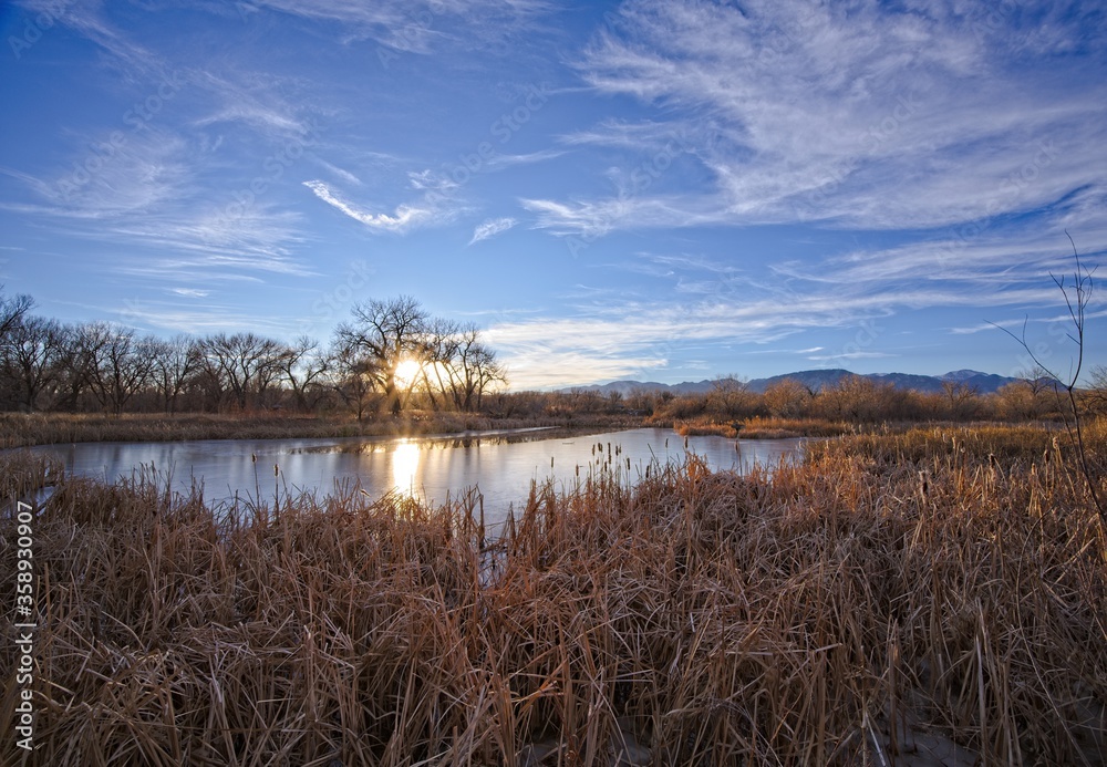 Frozen Lake Sunset