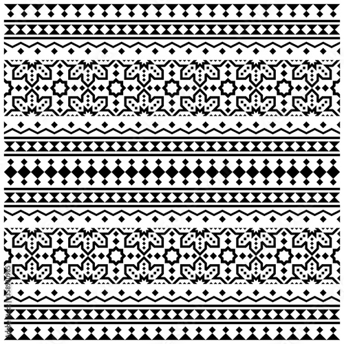 Illustration of Ornament Pattern design in black white color