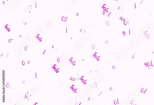 Light Pink vector pattern with 30, 50, 90 percentage signs.