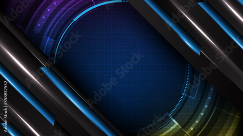 abstract futuristic background of glowing blue and black motion line interface frame technology sci fi concept