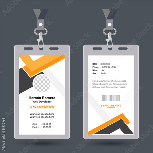 Creative ID Card Design Template. Identity badge With Photo Placeholder.