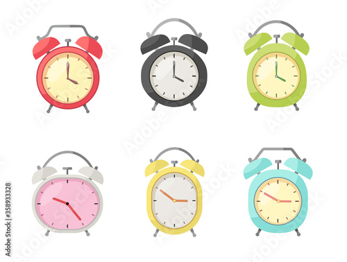 Set of Alarm clock in flat style