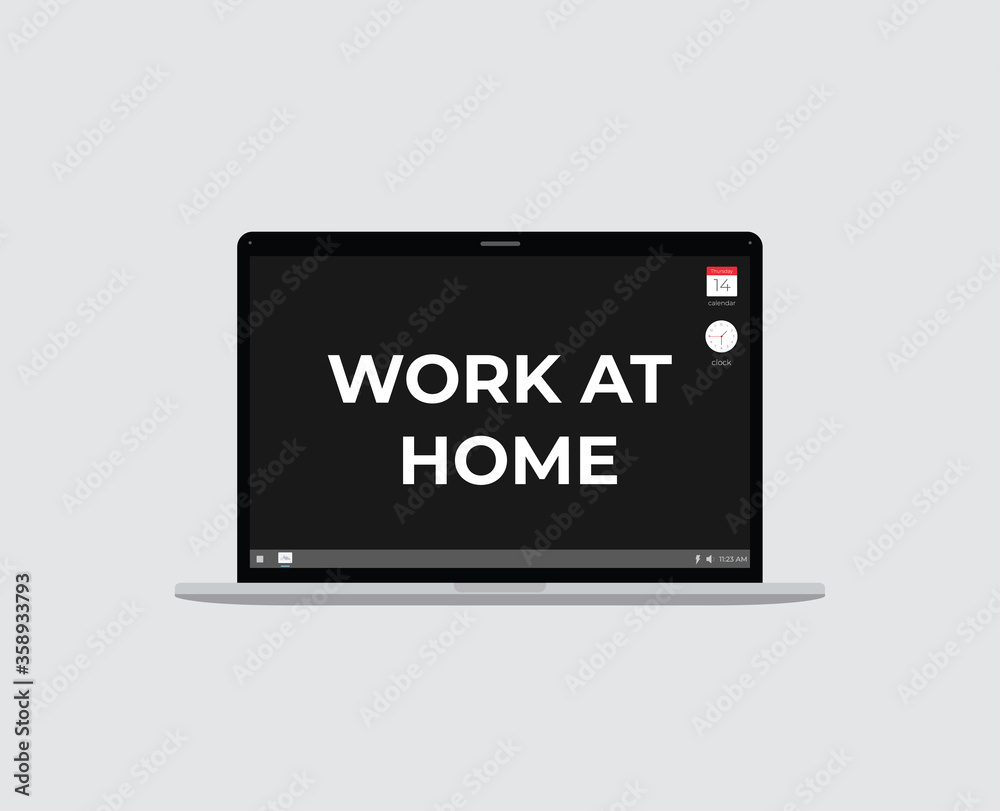 Laptop with Work at home text Laptop with Work at home text