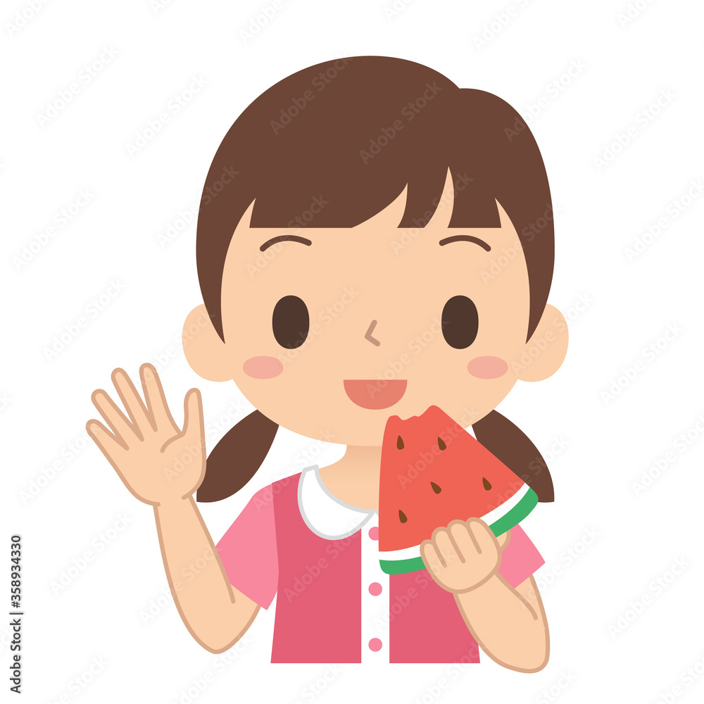 スイカを食べる女の子 スイカを食べる女の子