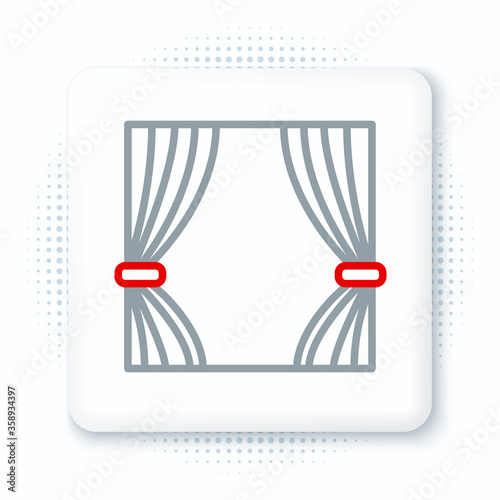 Line Curtain icon isolated on white background. For theater or opera scene backdrop, concert grand opening or cinema premiere. Colorful outline concept. Vector.