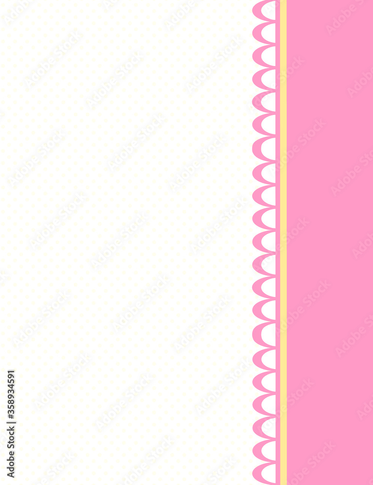 frame of pink lace on white background with polka dots frame of pink lace on white background with polka dots