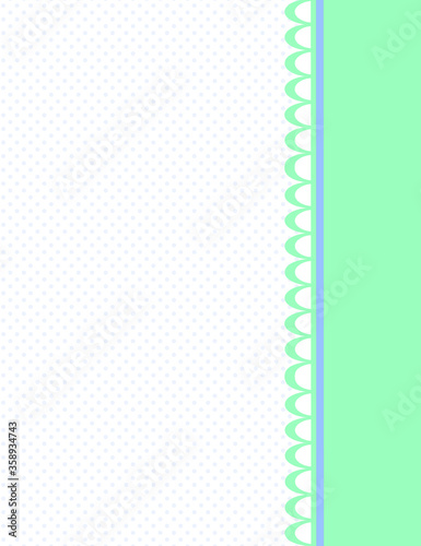 frame of light green lace on white background with polka dots