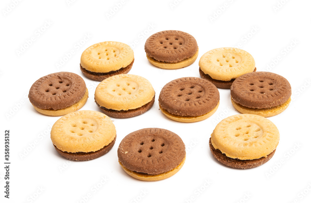 double cookie with chocolate isolated double cookie with chocolate isolated