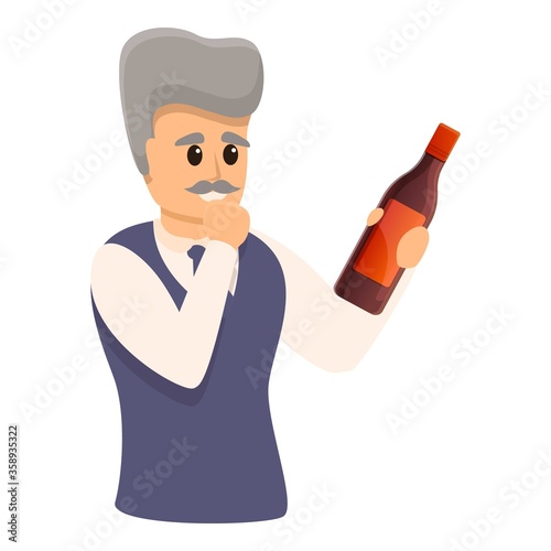 Old sommelier icon. Cartoon of old sommelier vector icon for web design isolated on white background