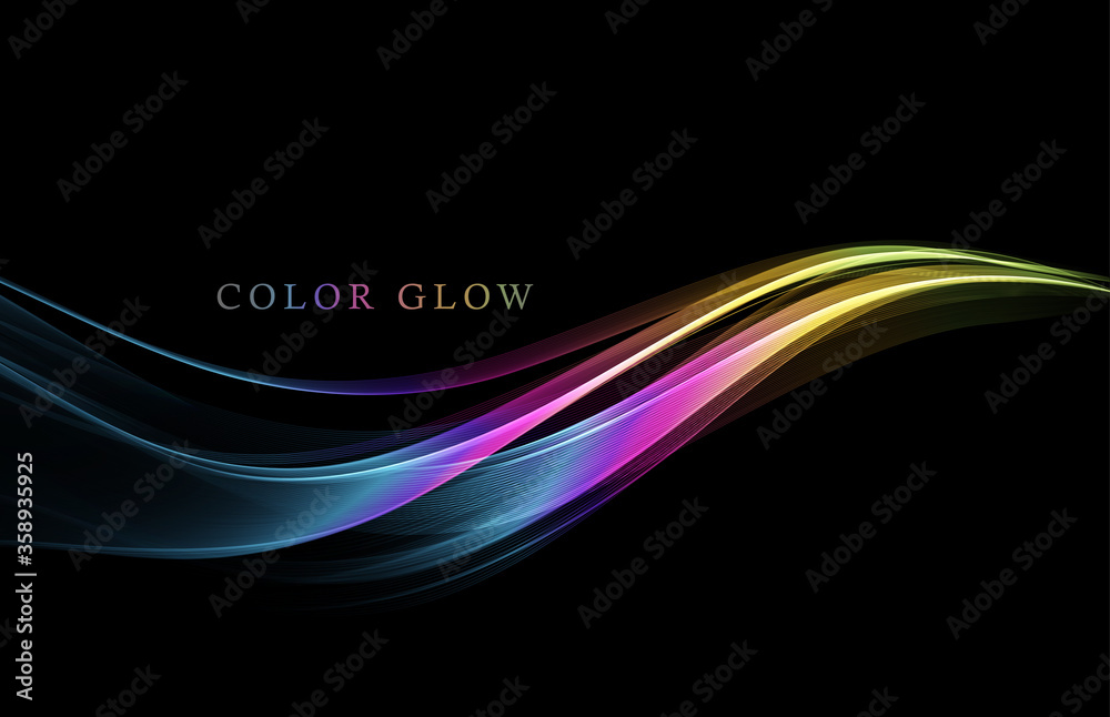 Abstract shiny color spectrum wave design element - obrazy, fototapety, plakaty 