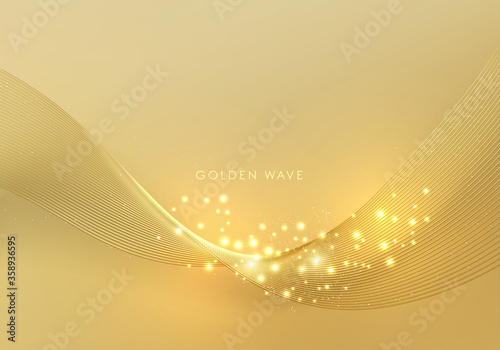 Abstract shiny color gold wave design element